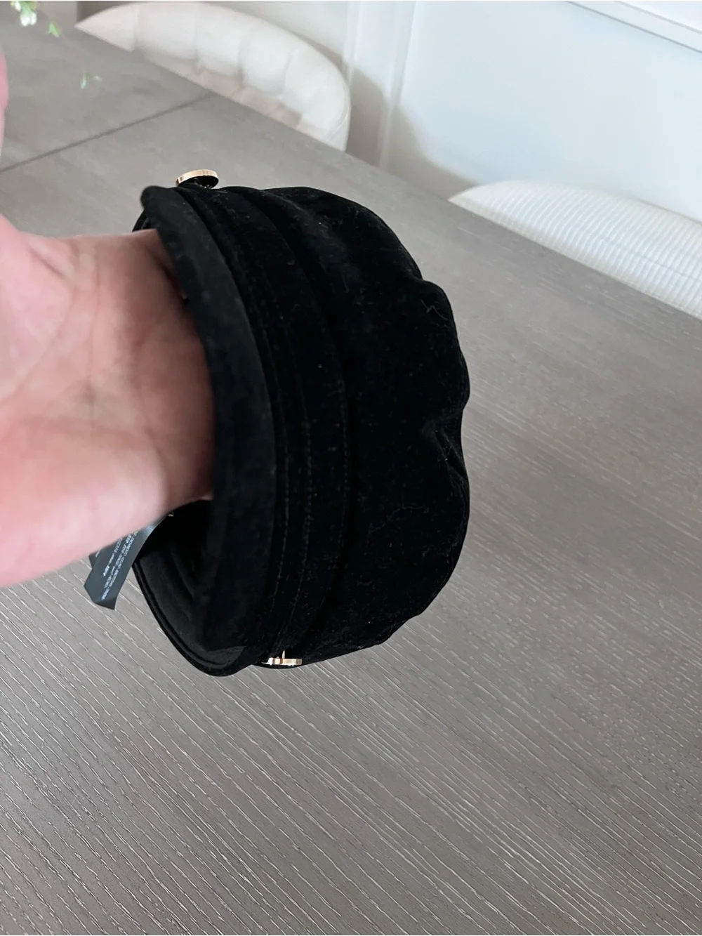 Zara Black velvet  Hat with Interior Logo Tag